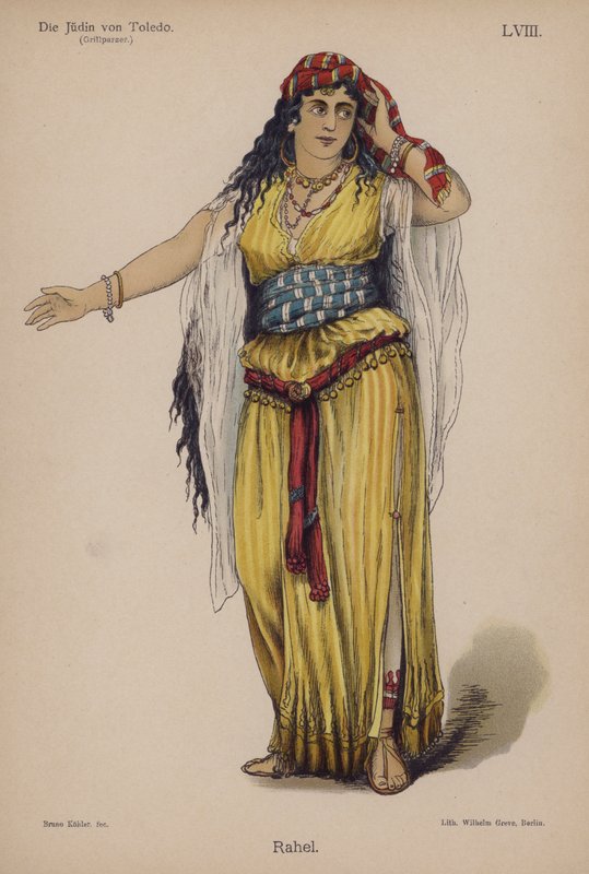 Rahel, de Die Judin von Toledo (A judia de Toledo) de Franz Grillparzer (cor litho) de German School