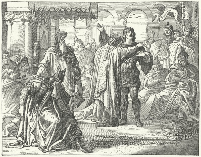 Reconciliação do Santo Imperador Romano Henrique VI e Ricardo Coração de Leão de German School