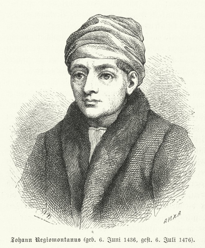 Regiomontanus, matemático e astrônomo da Renascença alemã (gravura) de German School
