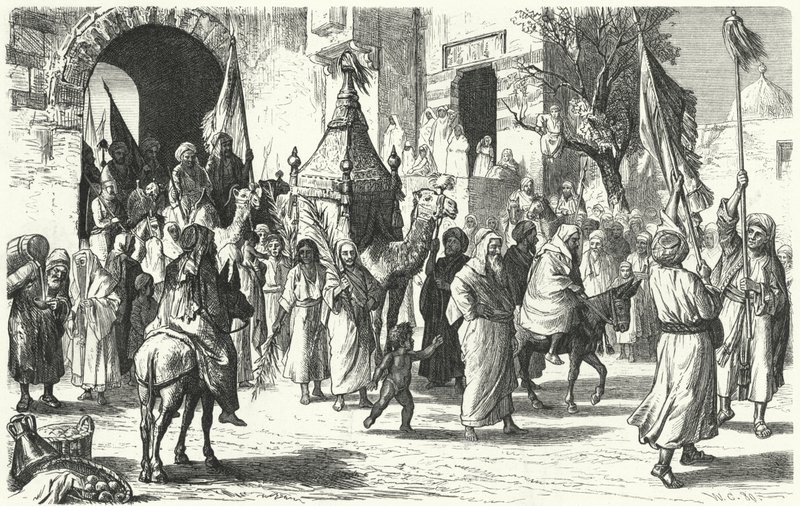 Regresso de uma caravana de peregrinos a Meca (gravura) de German School