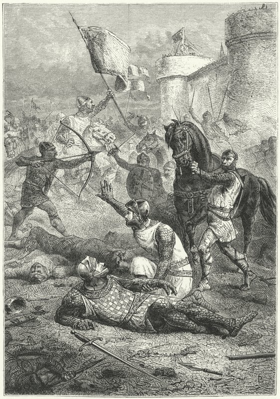 Robert da Normandia reconhece o seu pai, Guilherme, o Conquistador, depois de o ter desferido em batalha. de German School