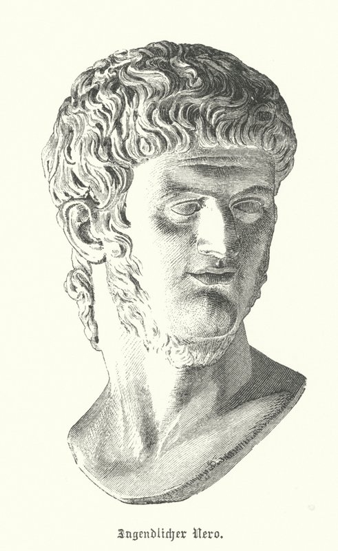 O Imperador Romano Nero na sua juventude (gravura) de German School