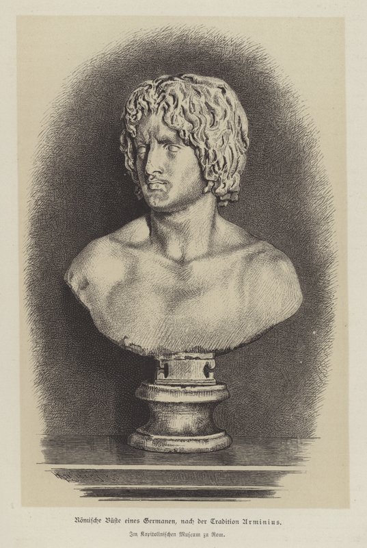 Busto romano de um homem germânico (gravura) de German School