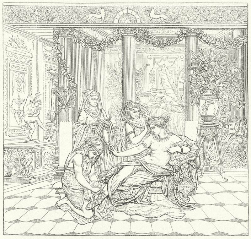 Senhora romana no seu banheiro (gravura) de German School