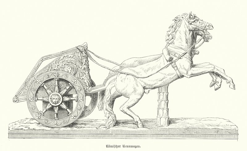 Carruagem de corrida romana (gravura) de German School