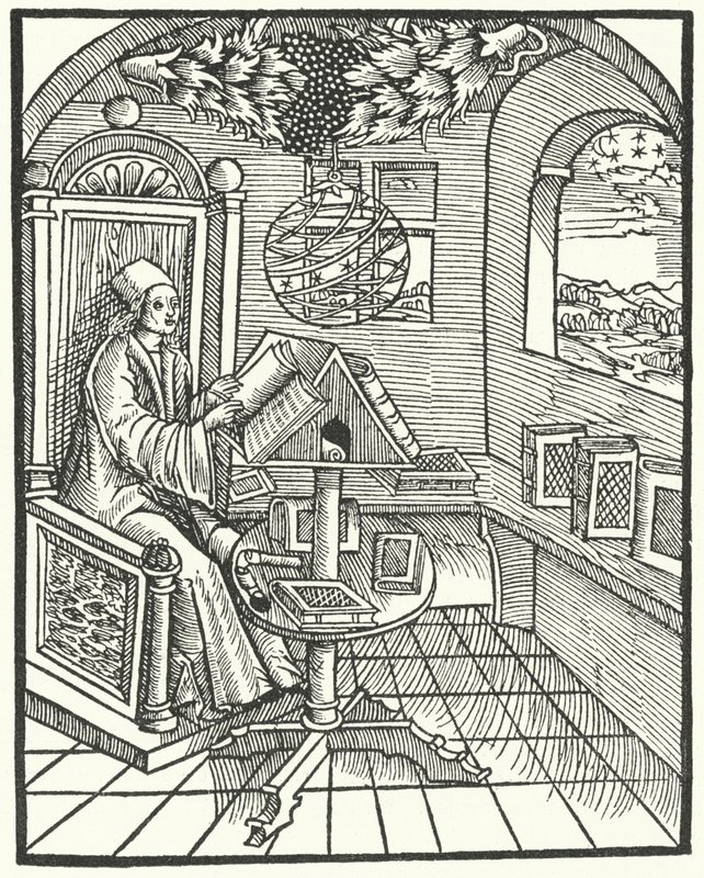 Interior da sala com um estudioso no trabalho, c1500 de German School