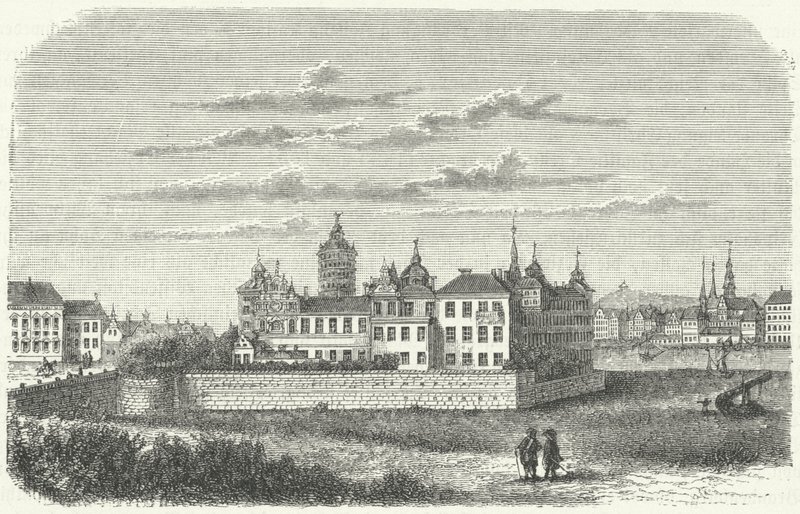 Palácio Real em Estocolmo no século XVII (gravura) de German School