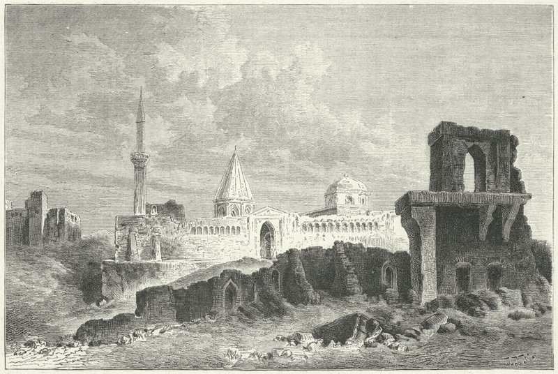 Ruínas do Palácio dos Seljuks em Konya, Turquia (gravura) de German School