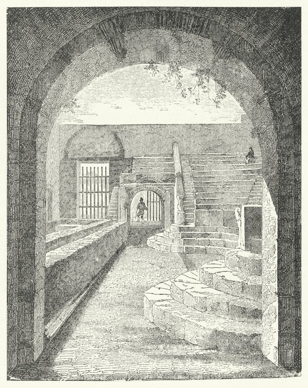 Ruínas do Pequeno Teatro em Pompeia (gravura) de German School