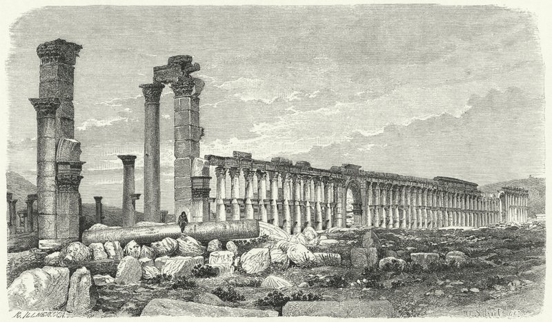 Ruínas da cidade de Palmyra, Síria (gravura) de German School