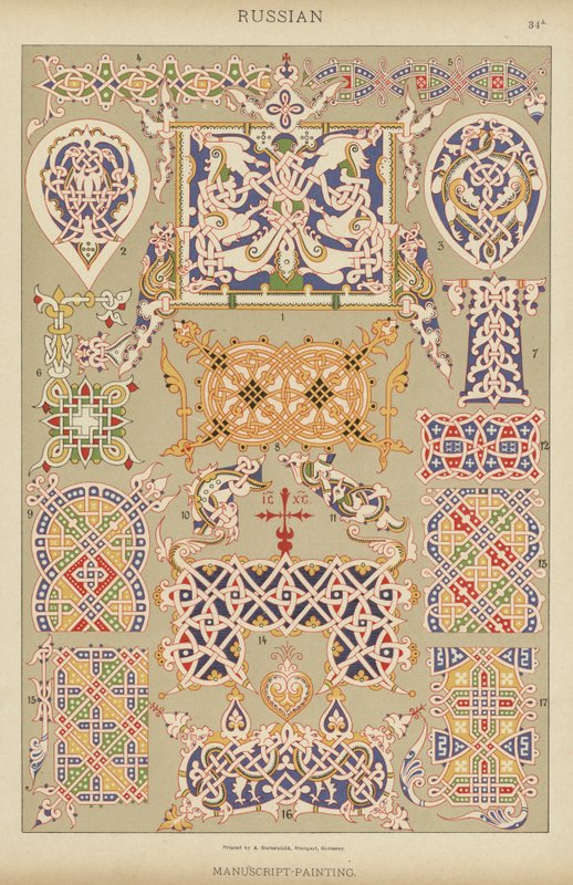Russo, Manuscrito-Pintura (cor litho) de German School