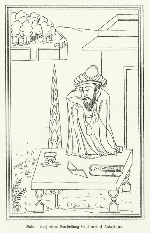 Saadi Shirazi, poeta persa (litho) de German School