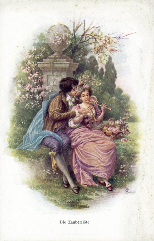 Cena de A Flauta Mágica (cor litho) de German School