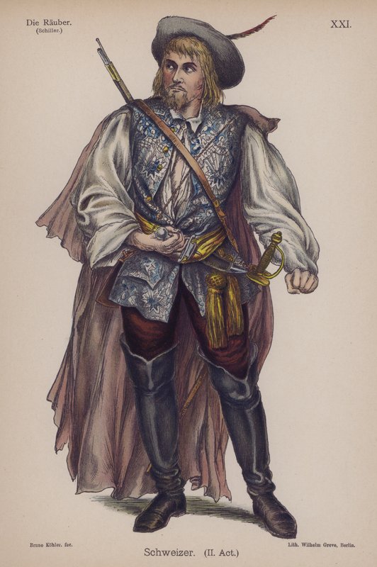 Suíço, de Die Rauber (Os Assaltantes) de Friedrich Schiller (cor litho) de German School