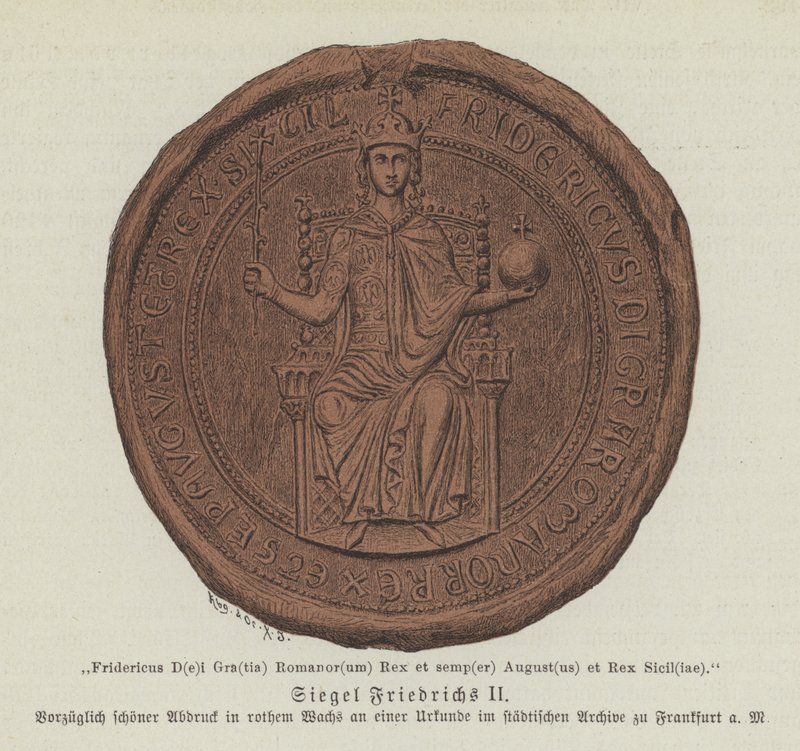 Selo de Frederico II, Santo Imperador Romano (cor litho) de German School