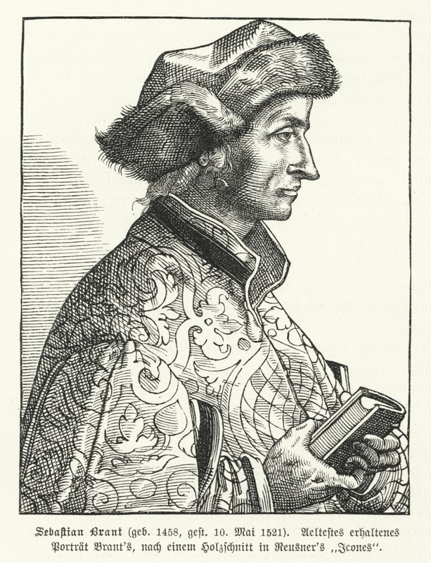 Sebastian Brant, humanista e satirista da Renascença alemã (gravura) de German School