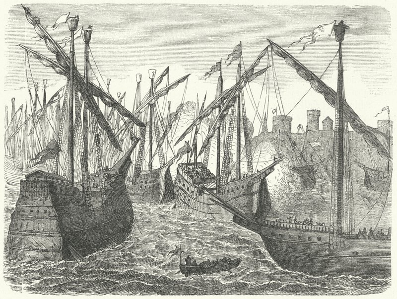 Navios da Liga Hanseática ao largo de Copenhaga de German School
