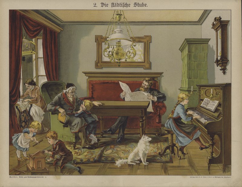 Sala de estar na cidade (cor litho) de German School