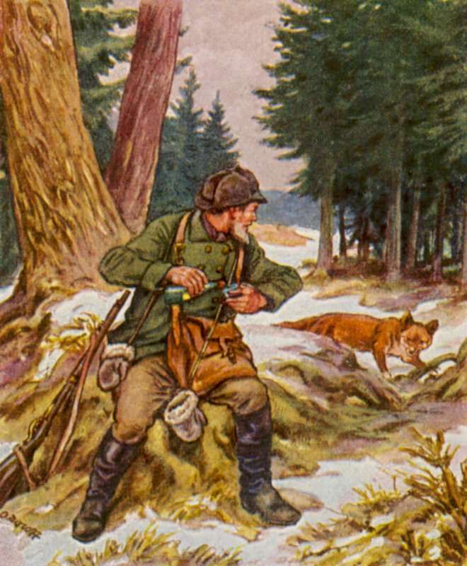 Sonntagsjager / Caçador de Domingo (litografia a cores) de German School