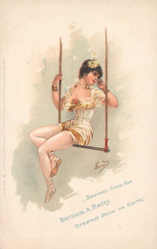 Lembrança do Barnum & Bailey Greatest Show on Earth (litografia a cores) de German School