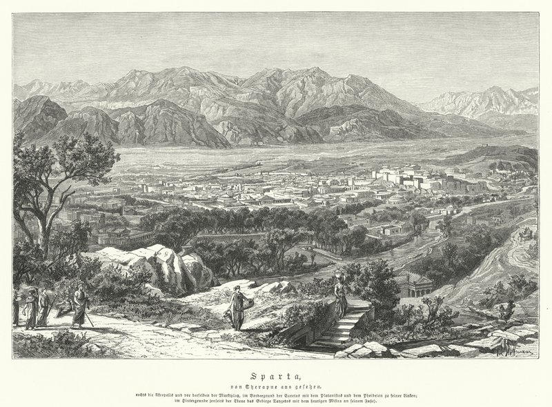 Esparta, Grécia Antiga (gravura) de German School