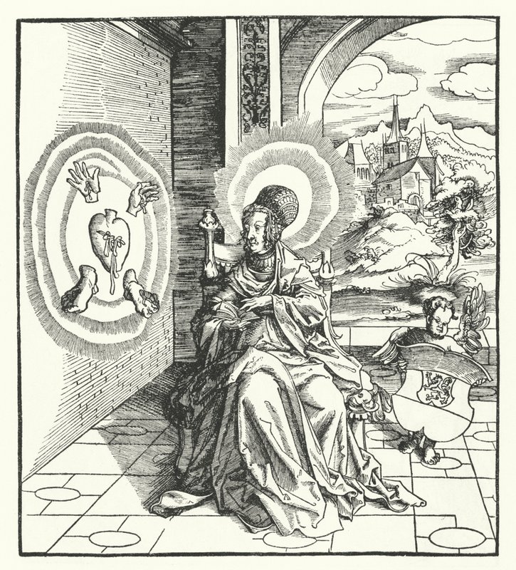 Santo Amalberga de Maubeuge (gravura) de German School