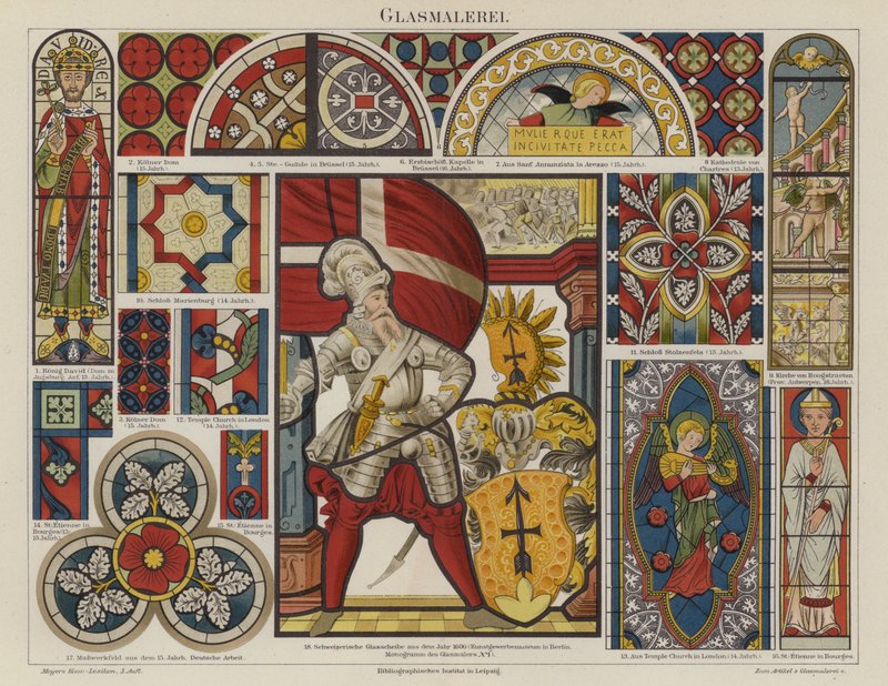Vidro manchado (cor litho) de German School