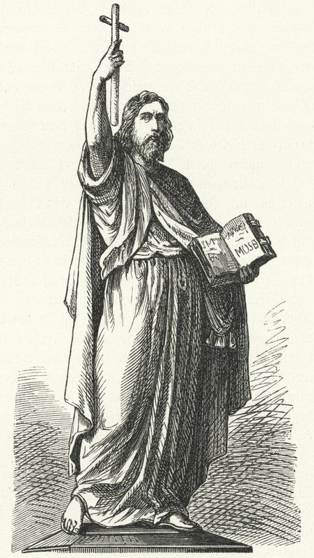 Estátua de São Bonifácio (c675-754), missionário anglo-saxão para as partes germânicas do Império Franco, em Fulda (gravura) de German School