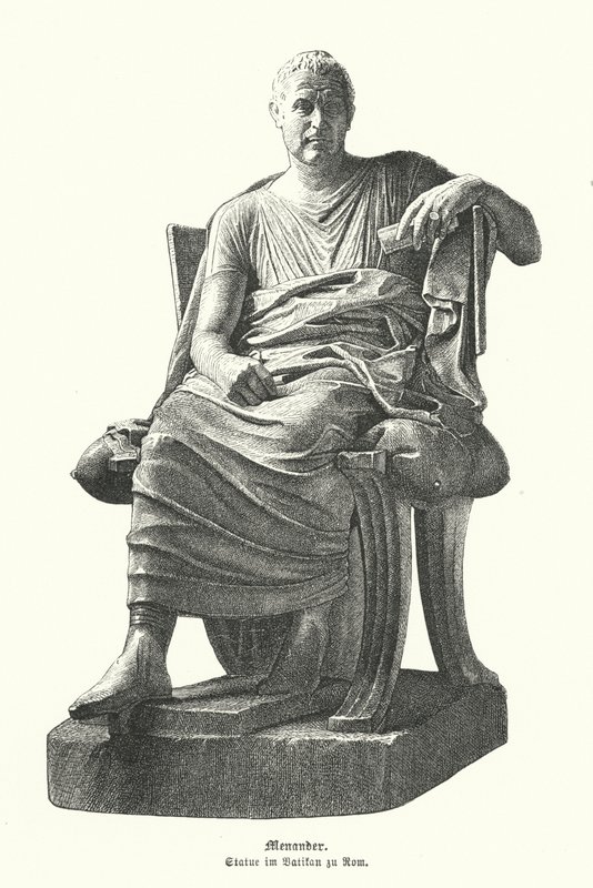 Estátua do dramaturgo grego Menander (gravura) de German School