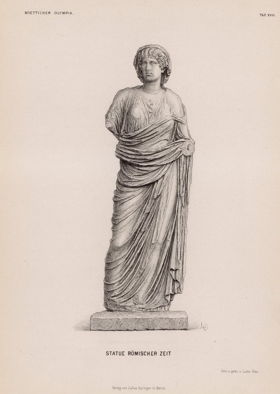 Estátua do período romano de Olímpia, Grécia (gravura) de German School