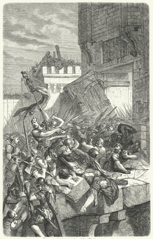Ataque de uma cidade (gravura) de German School
