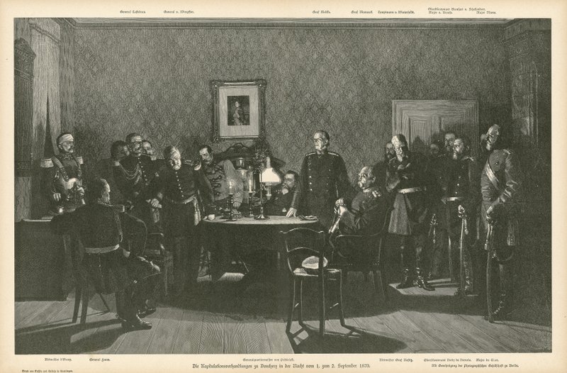 Rendição das negociações em Donchery, França, 1-2 de setembro de 1870 de German School