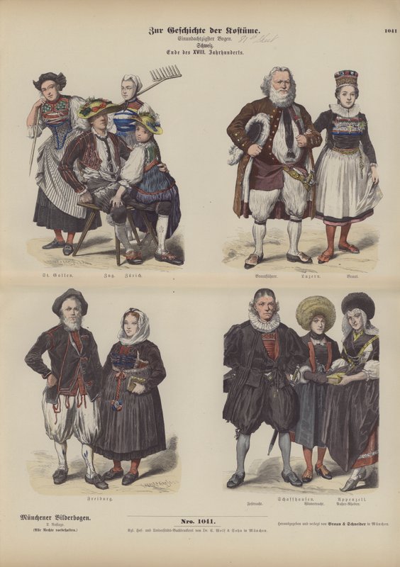 Traje suíço, final do século XVIII (gravura colorida) de German School