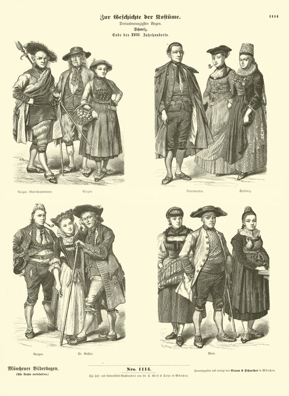 Trajes suíços, final do século XVIII de German School