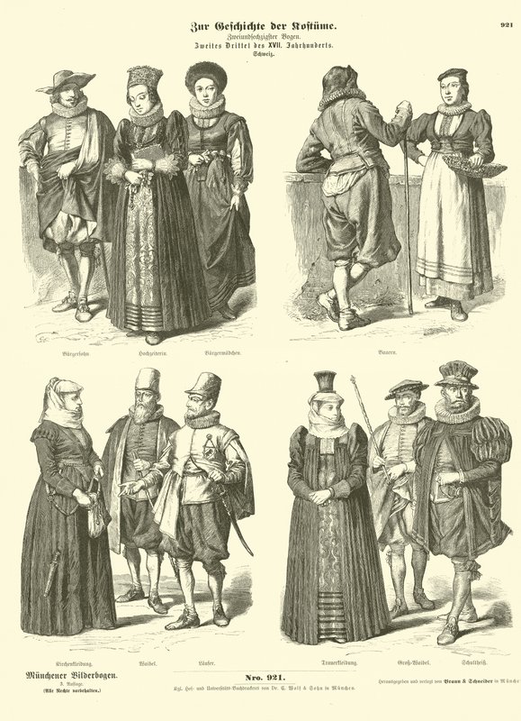 Trajes suíços, meados do século 17 de German School