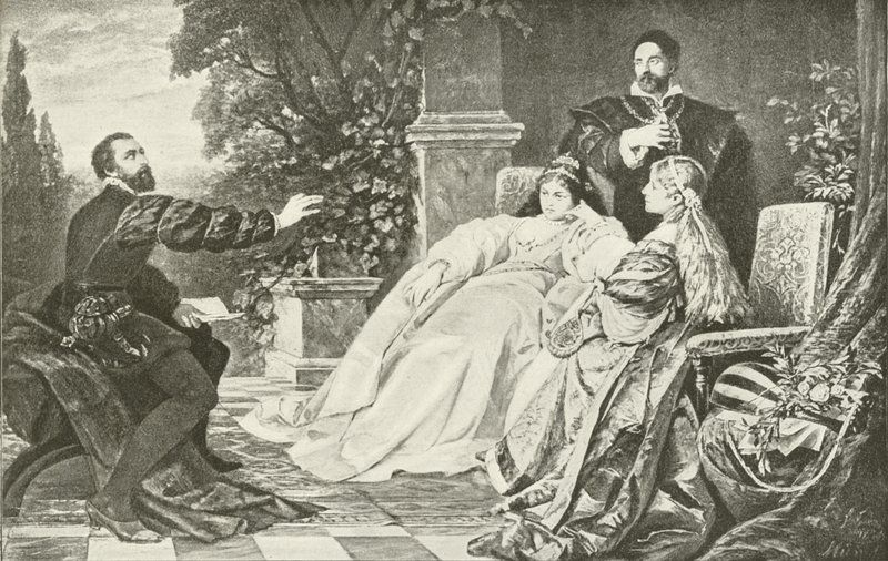 Tasso e os dois Eleanors (gravura) de German School