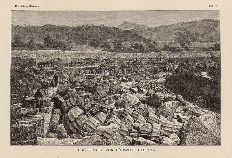 Templo de Zeus, Olympia (gravura) de German School