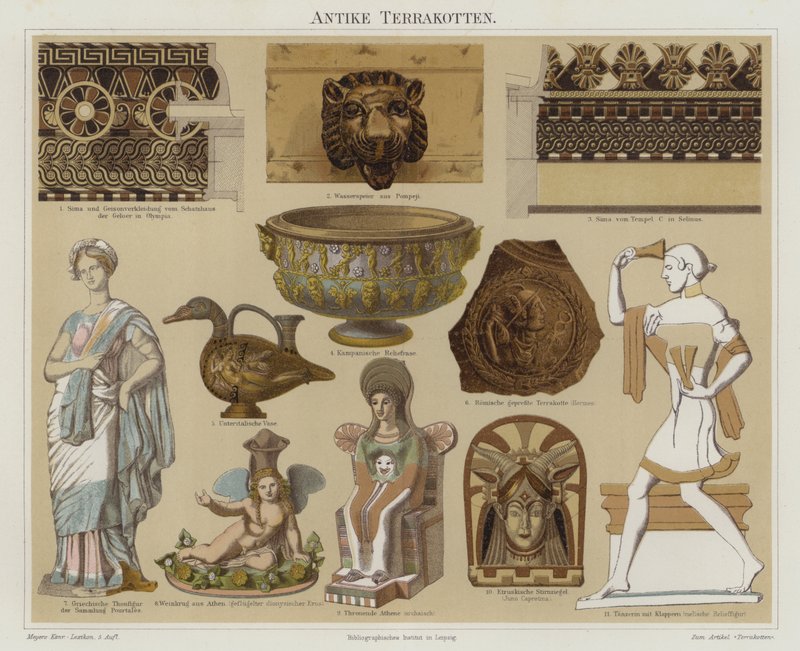 Antiguidades em terracota (cor litho) de German School