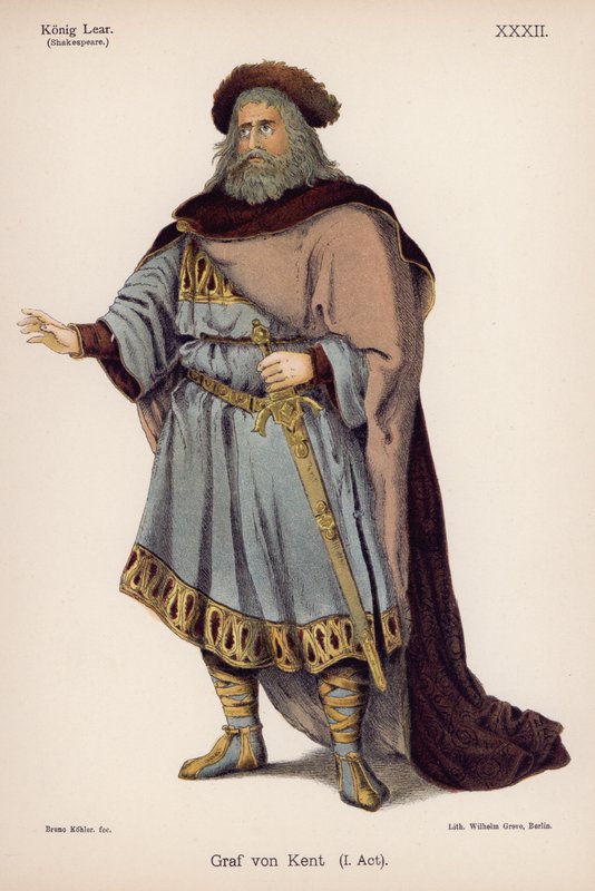 O Duque de Kent, do Rei Lear de Shakespeare (cor litho) de German School