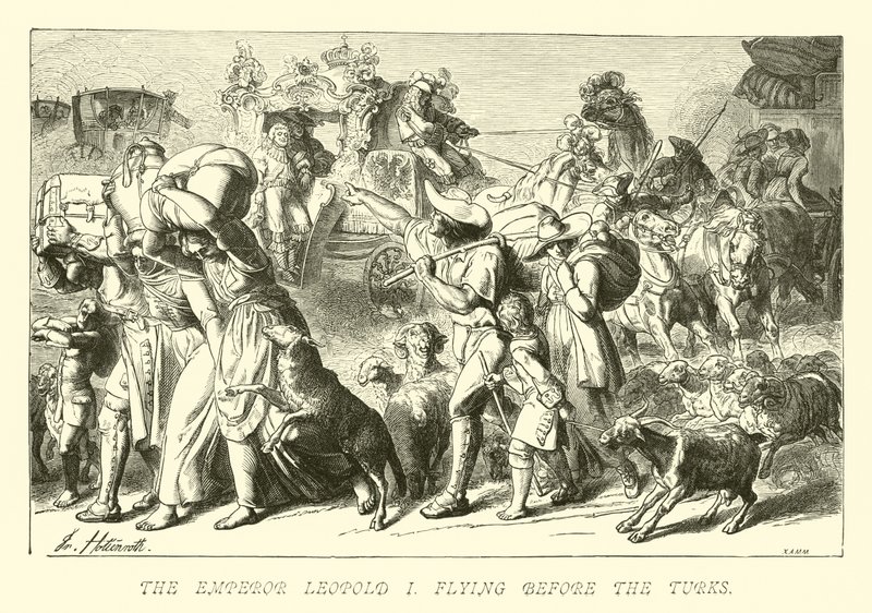 O Imperador Leopold I voando antes dos turcos de German School