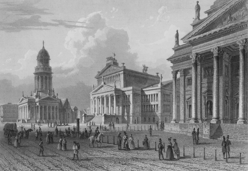 O Gendarmenmarkt, Berlim (gravação em aço) de German School