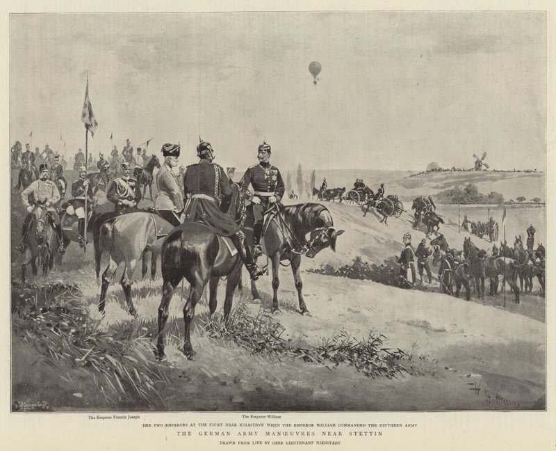 As Manobras do Exército Alemão perto de Stettin (litho) de German School