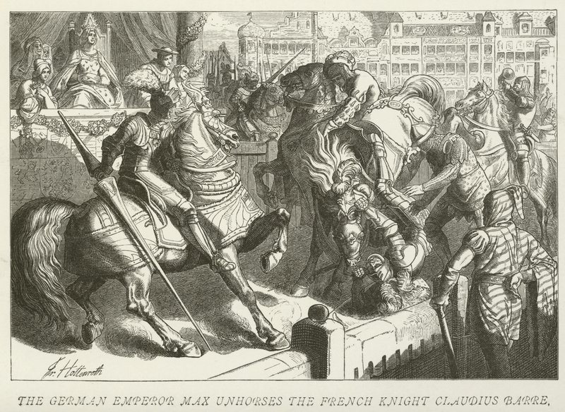 O imperador alemão Max desaprova o cavaleiro francês Claudius Barre de German School
