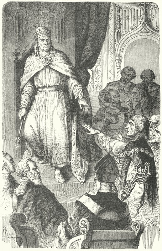 O Santo Imperador Romano Carlos IV emite a Bula de Ouro de 1356 (gravura) de German School