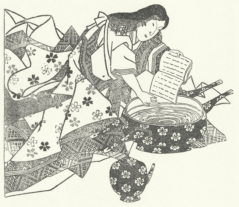 O poeta japonês Waka Ono no Komachi (gravura) de German School