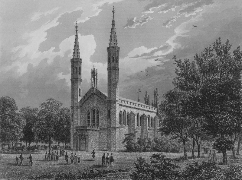 A Nova Igreja em Charlottenburg, Berlim (gravura em aço) de German School