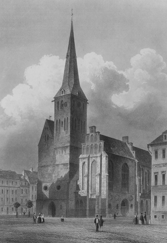 The Nikolaikirche, Berlim (gravura em aço) de German School
