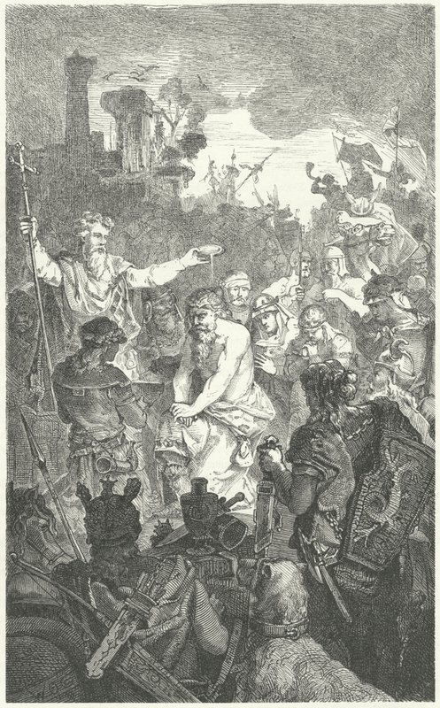 O baptismo de Clóvis I, Rei dos Francos, 496 (gravura) de German School