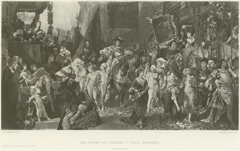 A entrada de Charles V em Antuérpia (gravura) de German School