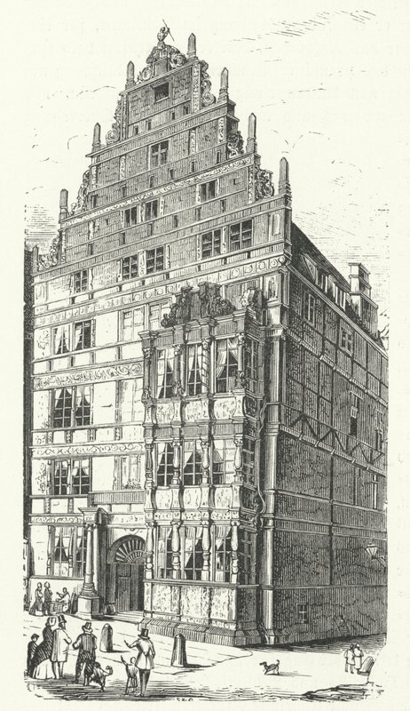 A casa do polimata alemão Gottfried Wilhelm Leibniz em Hannover (gravura) de German School